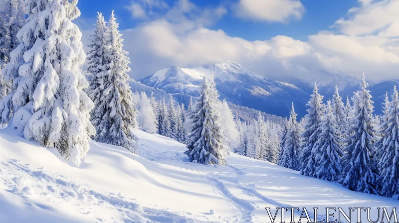 Winter Wonderland Mountain Scene AI Image