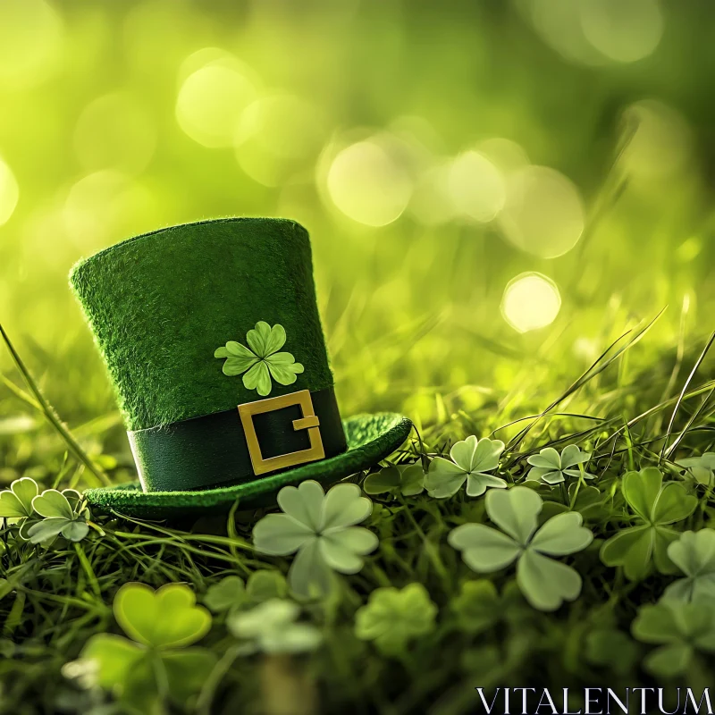 St. Patrick's Day Hat in Field AI Image