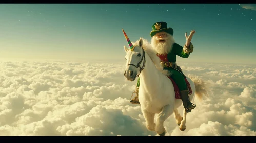 Whimsical Santa on Unicorn Adventure