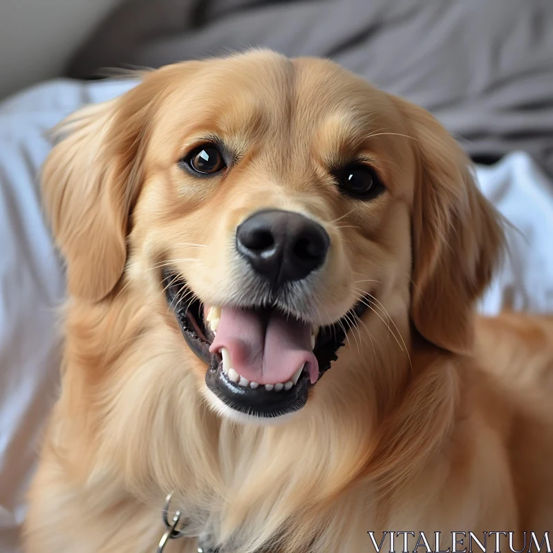 Joyful Golden Retriever Dog Portrait AI Image