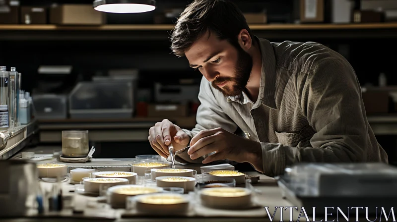 Man Engaged in Detailed Crafting AI Image
