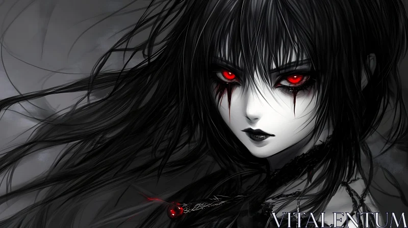 Dark and Mystical Gothic Anime Portrait AI Image