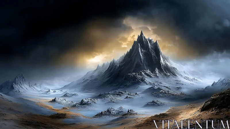 AI ART Majestic Peaks: A Winter Mountainscape