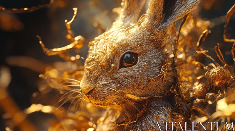 Golden Rabbit Portrait AI Image