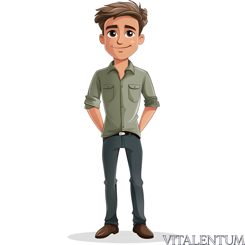 AI ART Young Man Cartoon Character Illustration