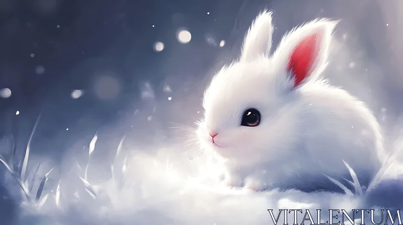 Winter's Little Friend: A Fluffy Bunny AI Image