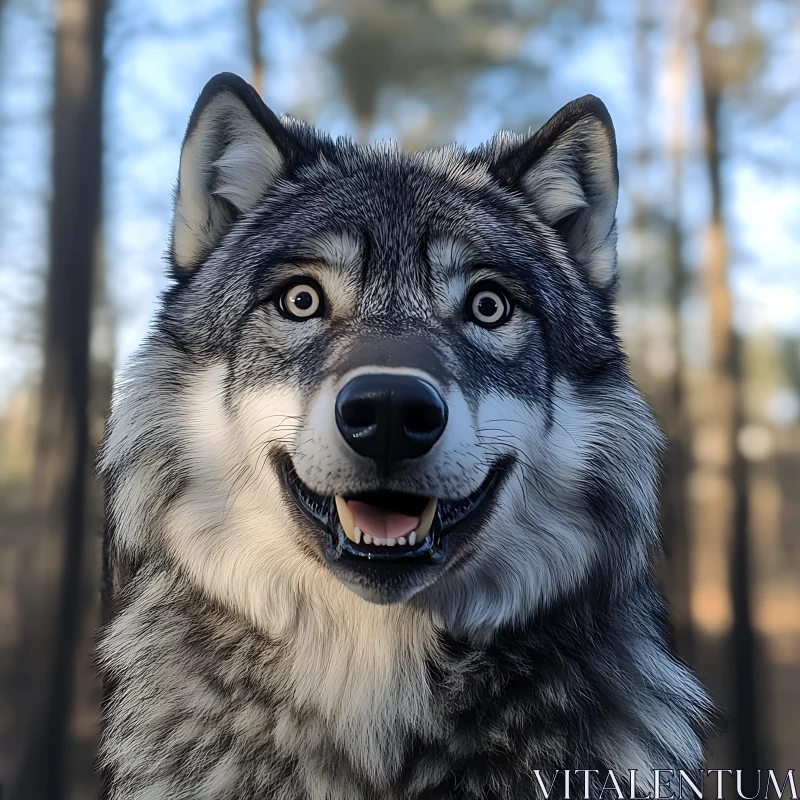 AI ART Smiling Wolf Close-Up