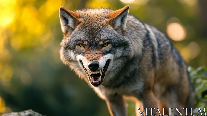 Angry Wolf Showing Teeth Close-up AI Image