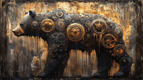 Steampunk Inspired Mechanical Bear Artwork