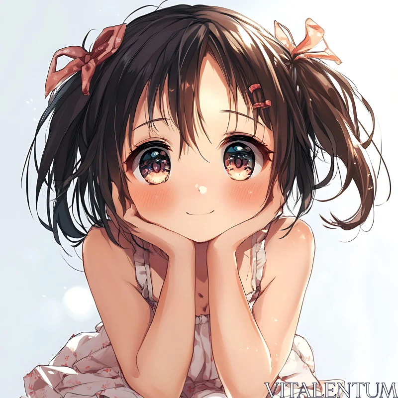 Charming Anime Girl Resting and Smiling AI Image