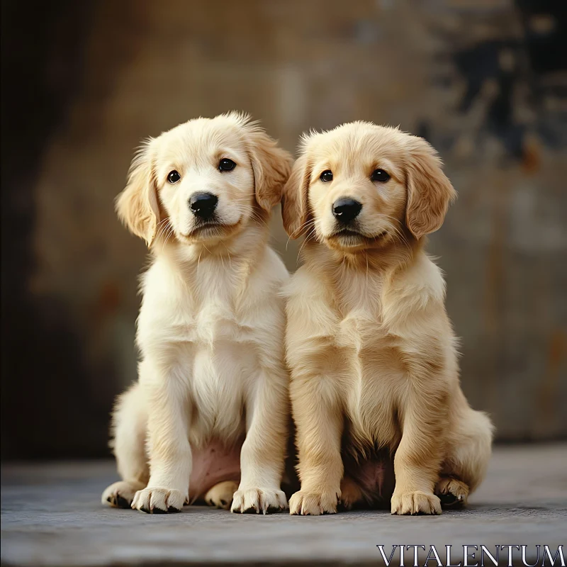 Cute Golden Retriever Puppies AI Image