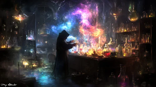 Enchanting Potion Brewing Scene