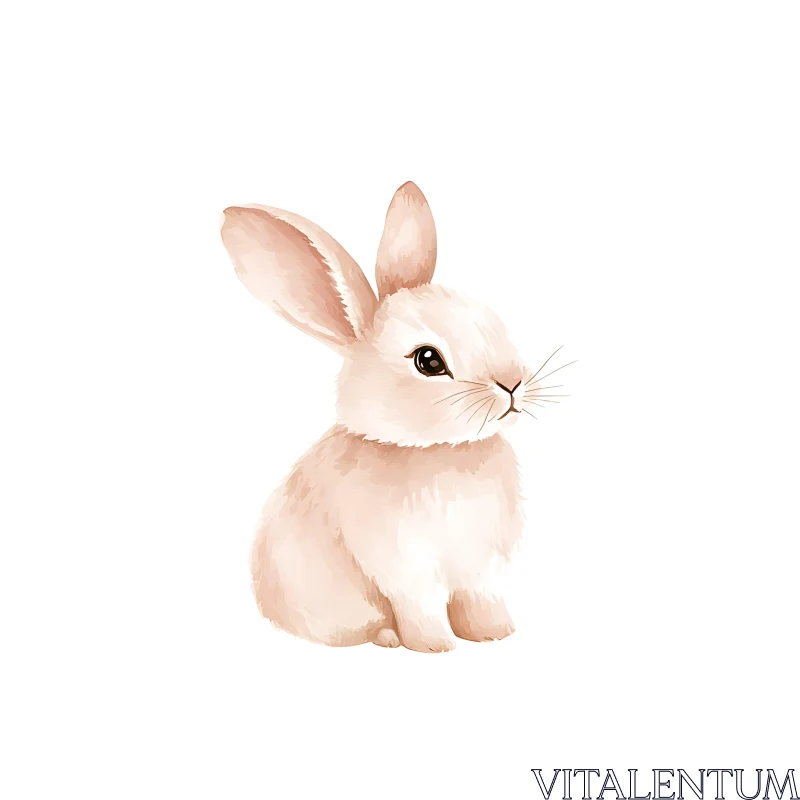 Pastel Rabbit Illustration AI Image