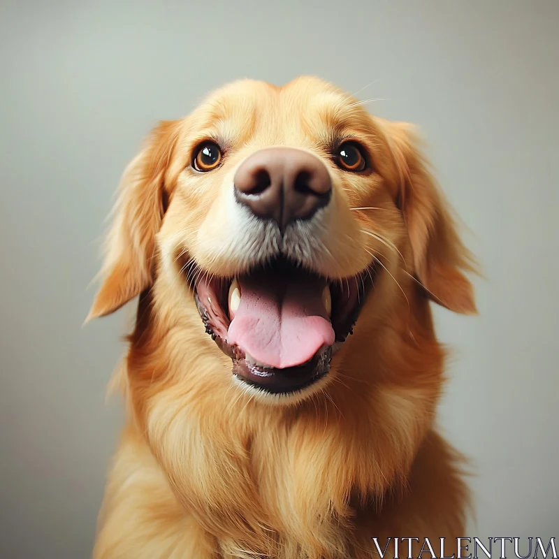 Happy Golden Retriever with Tongue Out AI Image