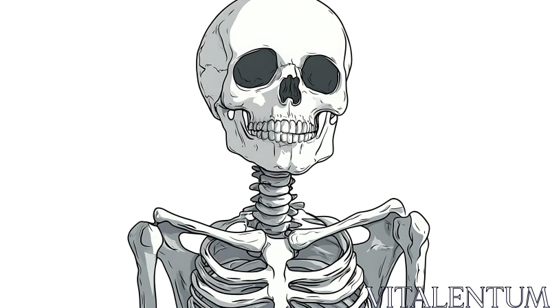 Detailed Skeletal Anatomy Drawing AI Image