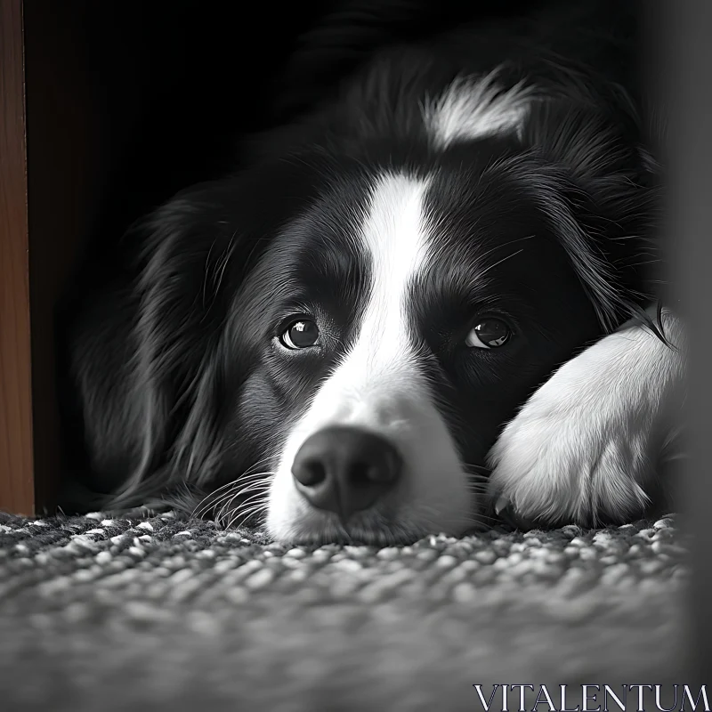 Black and White Dog Portrait AI Image