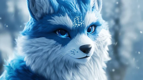 Winter Fox with Blue Eyes