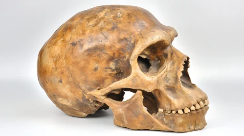 Weathered Human Skull Fossil Specimen