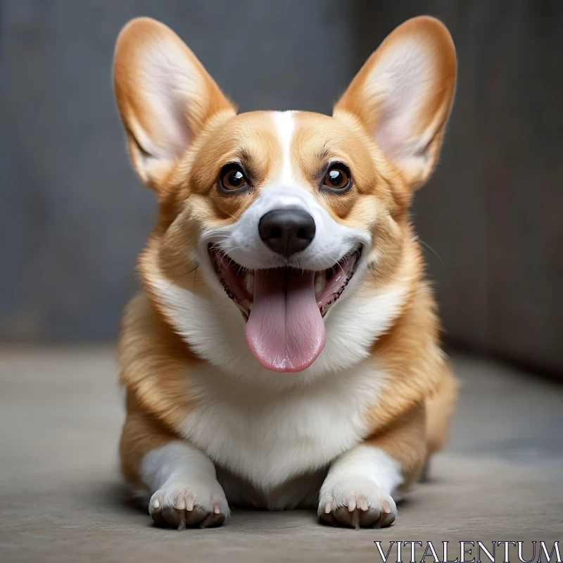 Cheerful Corgi Portrait AI Image