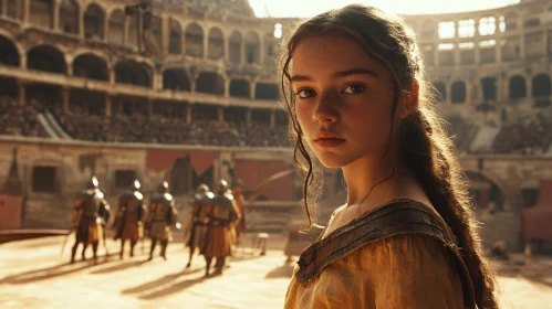 Solemn Girl in Ancient Arena