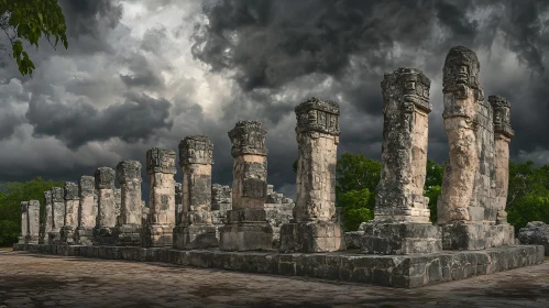 Ruins of Ancient Civilization Under Storm