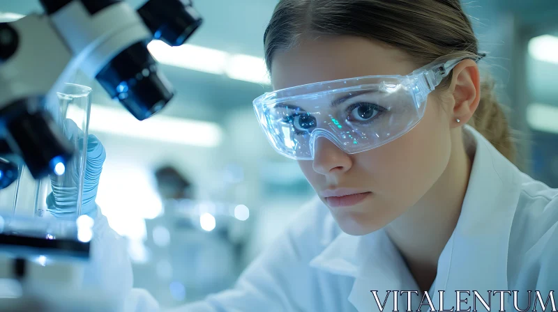 Focused Scientist Working in Laboratory AI Image