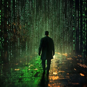 Binary Rain: Man in the Digital World