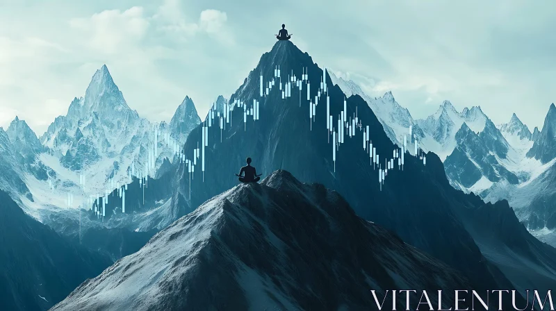 AI ART Meditating Silhouette on Mountain Peak