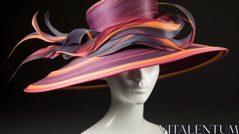 Abstract Hat with Purple Stripes and Orange Swirl AI Image
