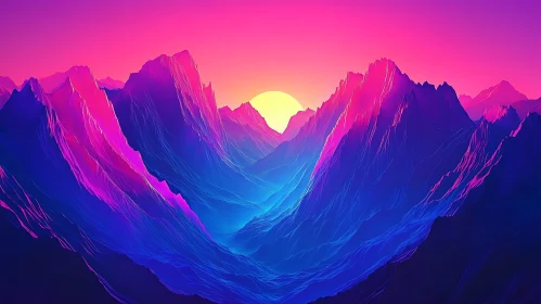 Mountain Range at Sunset