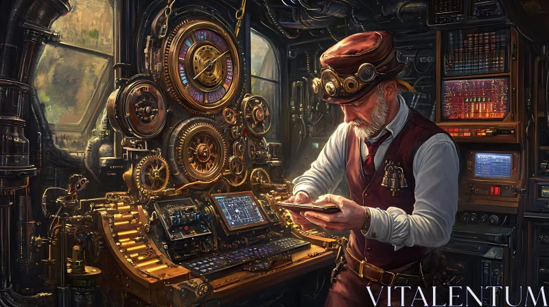 AI ART Man in Steampunk Laboratory