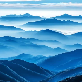 Misty Blue Mountain Landscape