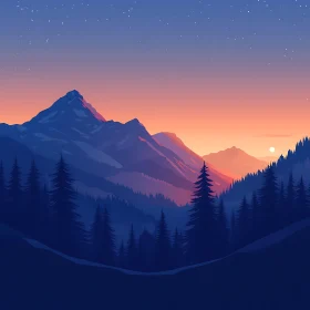 Peaceful Mountain View at Sunset