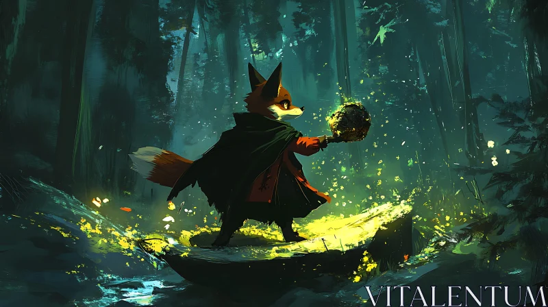 AI ART Fox with Magic Orb