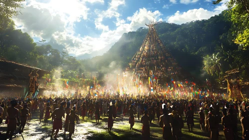 Jungle Ceremony with Ancient Temple