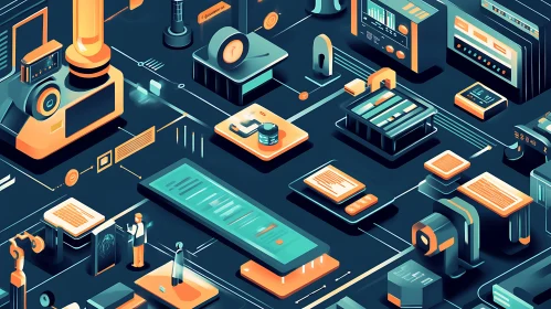 Isometric Technology Network Visualization