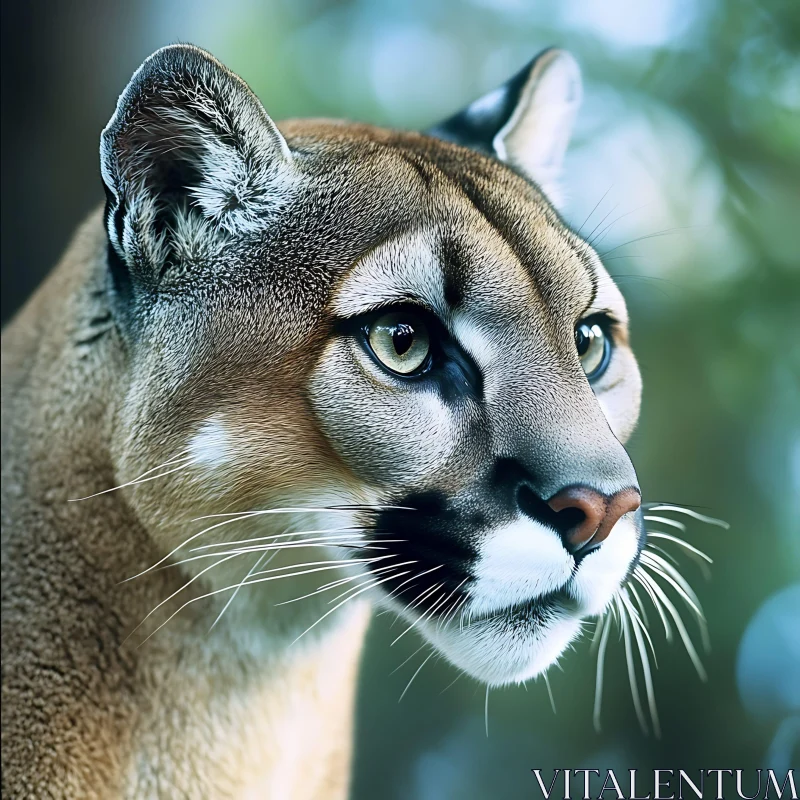 Mountain Lion Gaze: An Intense Wildlife Portrait AI Image