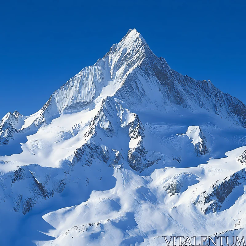 Alpine Mountain Range in Winter AI Image