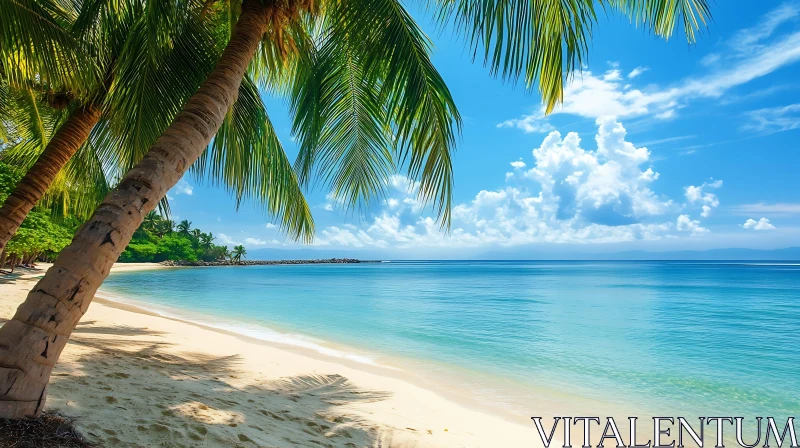 Seaside Bliss: Palm Trees and Turquoise Waters AI Image