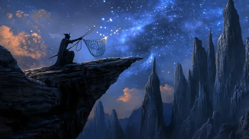 Celestial Fishing: A Nighttime Fantasy Scene