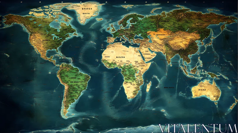 AI ART Vintage Style World Cartography Art