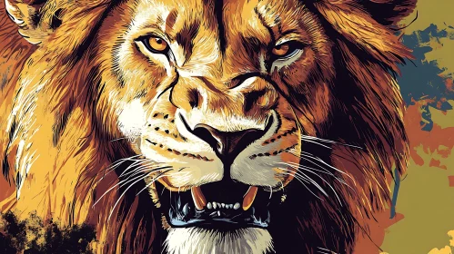 Fierce Lion Graphic Illustration