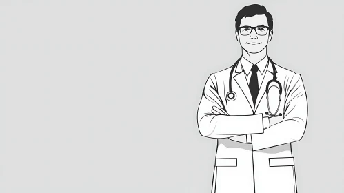 Medical Professional Illustration: Doctor in White Coat