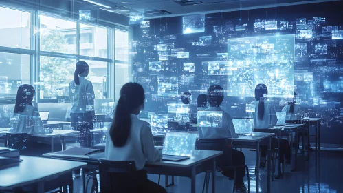 Tech Classroom with Digital Overlays