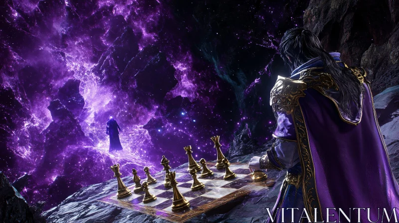 Celestial Chess Match: A Battle of Wits AI Image