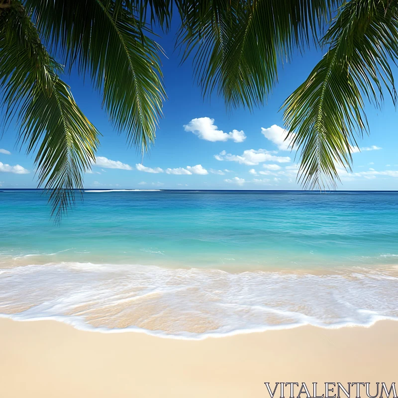 AI ART Seascape with Palm Trees and White Sand