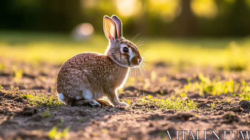 Gentle Bunny Portrait in Nature AI Image