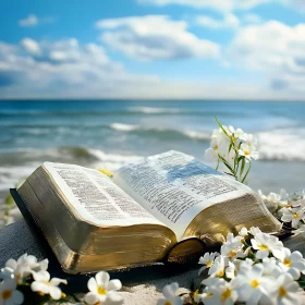 Book and Flowers at the Beach