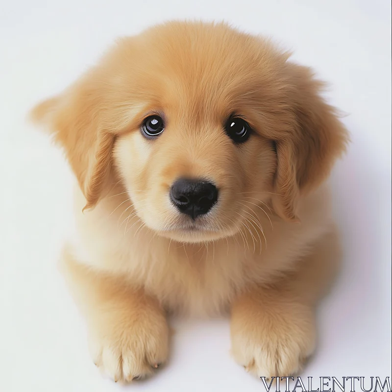 Charming Golden Retriever Puppy Portrait AI Image