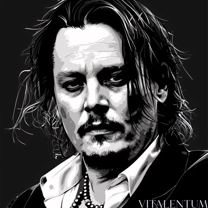 AI ART Johnny Depp Monochrome Art